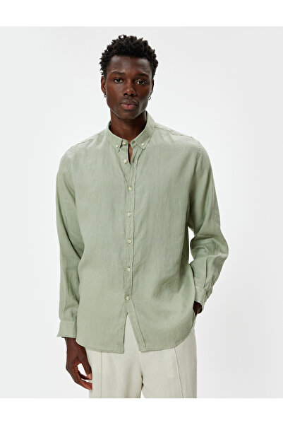 Koton Cămașă de in, guler clasic, mânecă lungă, cu nasturi