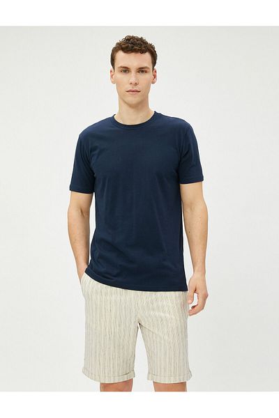 Koton Linen Blend Shorts with Lace Waist and Pocket Detail