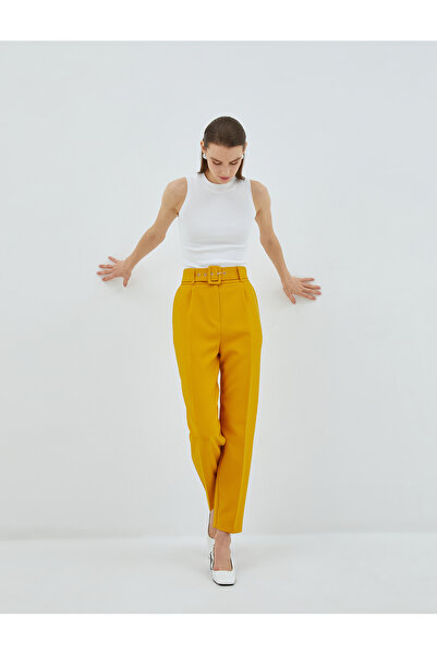 Koton Ψηλόμεσο υφασμάτινο παντελόνι ίσιο πόδι με ζώνη