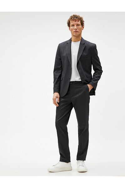 Koton Basic Trousers Pocket Detailed Buttoned Textured