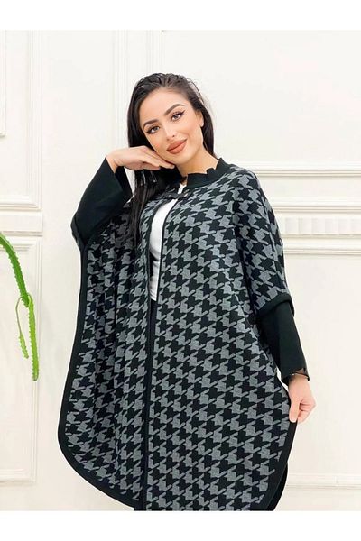 sportiness women's houndstooth patterned Poncho