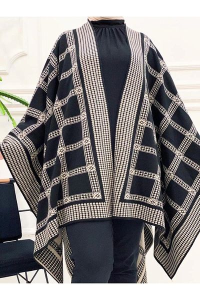 sportiness Double-Sided Usable Knitwear Shawl Poncho