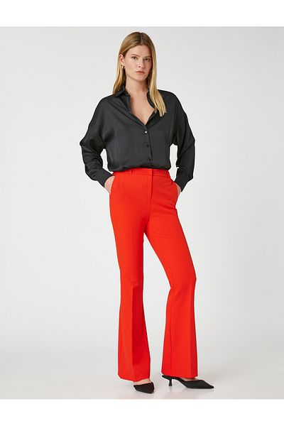 Koton High Waist Spanish Leg Fabric Trousers