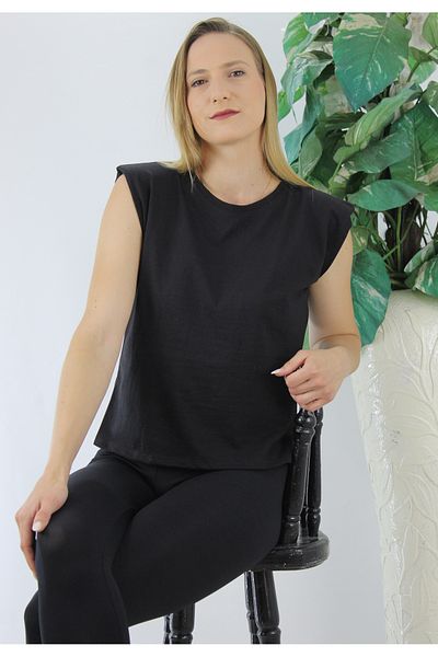 Lukas Tricou negru căptușit cu umeri - Lks01.10