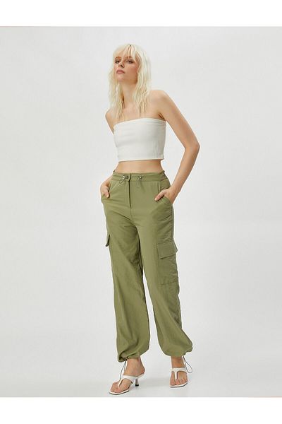 Koton Cargo Parachute Trousers Pocket Detailed Stopper Elastic