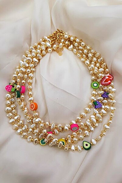 PETEK AKSESUAR Barok Inci Meyve Figürlü Kolye