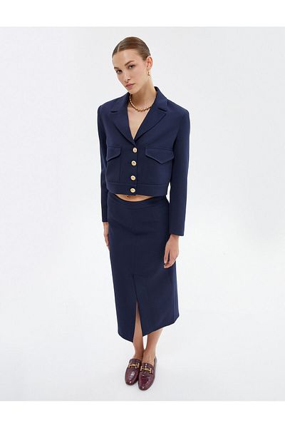 Koton Pencil Skirt Front Slit Detailed Normal Waist