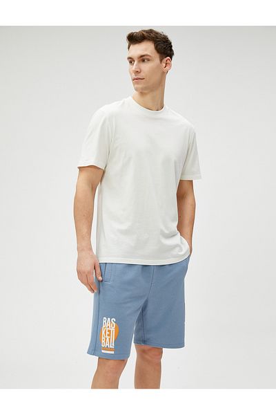 Koton Basketball Printed Shorts Slim Fit with Lace Waist Pocket