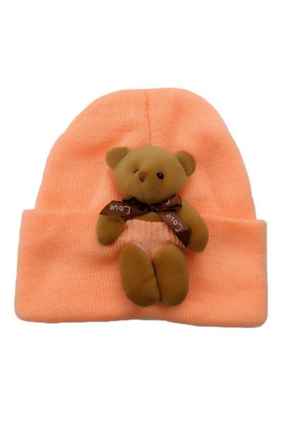 kamp dükkanı Children's Beanie with Plush Teddy Bear Figure
