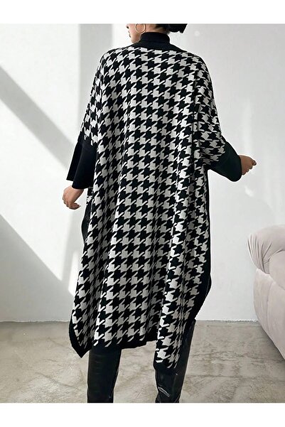 b buhari bykoc women's houndstooth patterned Poncho