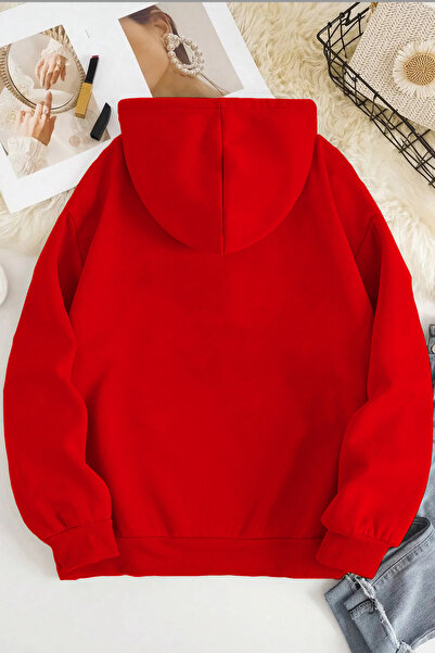 batı Unisex 2ip Şardonlu Tom and Mickey NOSD Kırmızı Oversize Sweatshirt