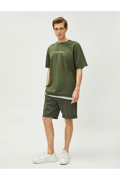 Koton Shorts mit Spitzenbund und Nahtdetails, mehrlagiges Bein, schmaler Schnitt