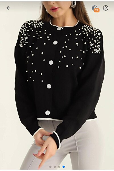 Butik Şenel Cardigan tricotat cu detaliu elegant cu nasturi, cu pietre