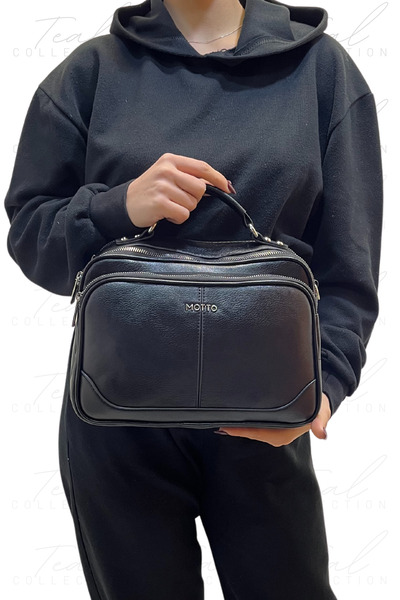 Teal Collection حقيبة يد وكتف متعددة الأقسام مع مقبض بحزام متقاطع