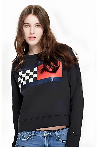 Tommy Hilfiger MARKA LOGO BAYRAK RAHAT KESİM SWEATSHİRT