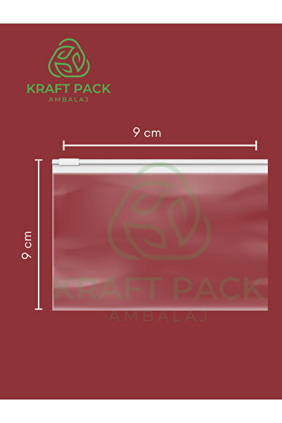 Kraft pack ambalaj Şeffaf Lamineli , Beyaz Fermuarlı Kilitli Poşet ,tekstil Çanta 9X9 Cm -10 Adet