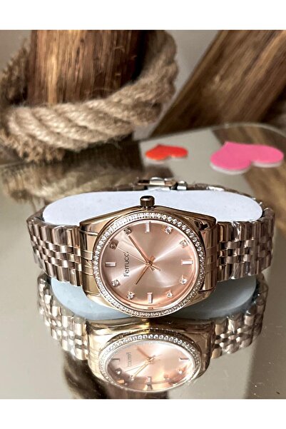 Ferrucci Çelik Şık Yeni Sezon Taşlı Kadın Kol Saat+Bileklik Hediye