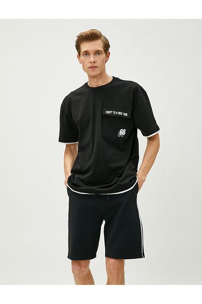 Koton Ribbed Shorts with Lace Waist and Slim Fit with Pocket