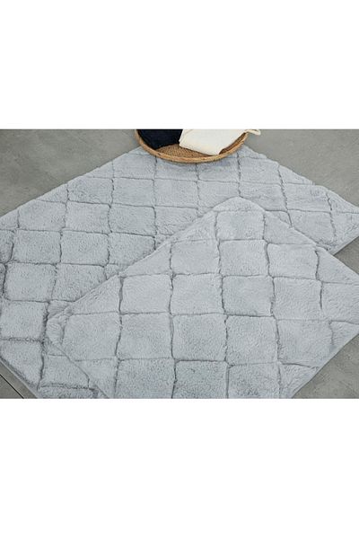 English Home Σετ χαλάκι μπάνιου Grey βελούδινο κουνέλι - 60x90 + 45x60