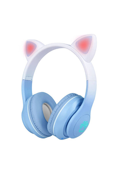 Boğazören Kedi Kulaklığı Olan Çocuk Bluetooth Kablosuz Işıklı Kulak Üstü Kula...