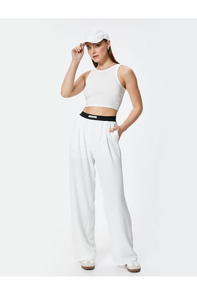 Koton Gefütterte Hose mit weitem Bein – Bunddetail