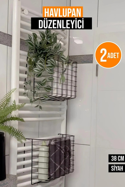 Home Stuff 2'Lİ SİYAH FENOMEN ÜRÜNÜ SEPETİ, HAVLUPAN ASKISI, KANGURU RAF