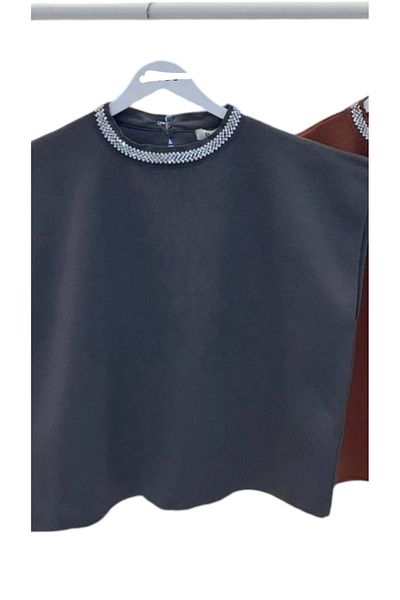 AFA Αμάνικη πλεκτή μπλούζα Anthracite Neck Stone - Anthracite Pullover Blouse