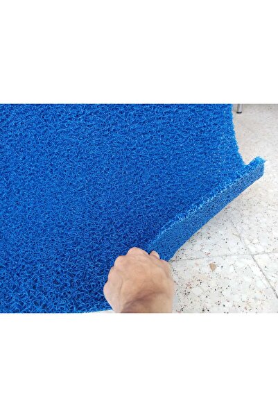 ünal file Mavi Kıvırcık Paspas Su Emici Kapı Önü Paspas Kaymaz Taban 14 mm kı...