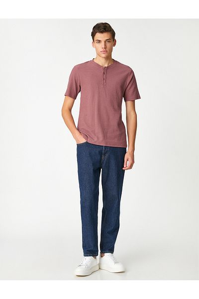 Koton Μπλουζάκι Basic, Γιακάς, Κουμπωτό, Slim Fit, Κοντομάνικο