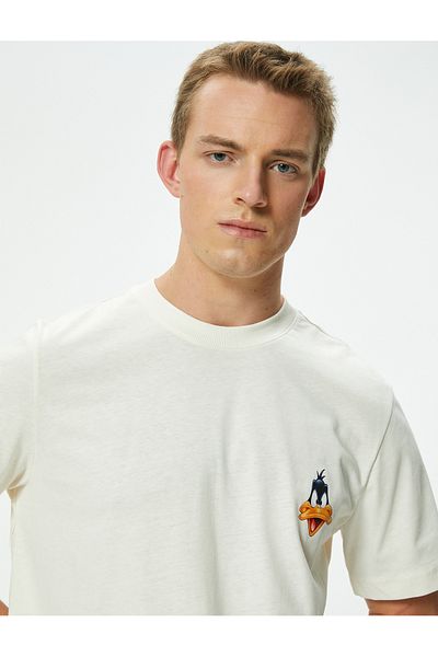 Koton Daffy Duck Licensed Cotton Short Sleeve T-Shirt - Crew Neck