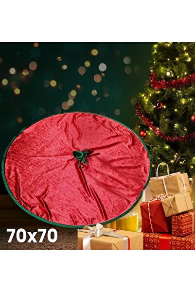 KOSTÜMCE Yılbaşı Çam Ağacı Altı Örtüsü Kadife 70x70