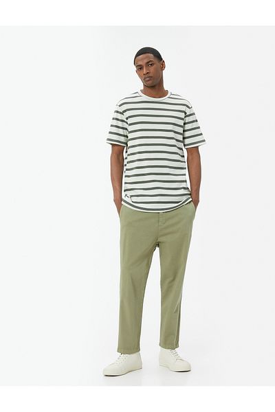 Koton Μπλουζάκι με ριγέ Slim Fit Crew Neck - κοντομάνικο