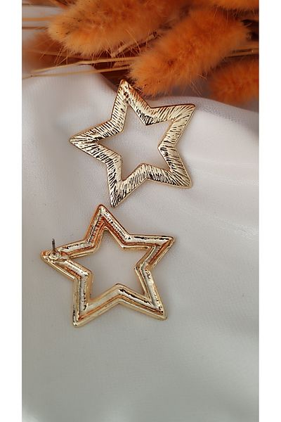 İPAR AKSESUAR Star Large Metal Gold Earring