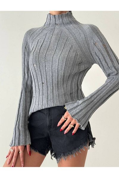 AFA Pulover din tricotaje cu detaliu rupt la jumătatea gâtului