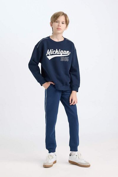DeFacto Φούτερ αγοριού Navy Blue με ελαστική στάμπα μέσης
