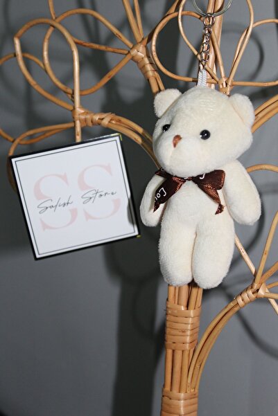 Salish سلسلة مفاتيح الدببة البيضاء القطيفة، زخرفة مرآة الرؤية الخلفية، سحر حقيبة الدببة