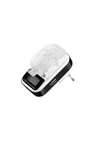 layfhex Universal Akıllı Şarj Aleti Cihazı Batarya Doldurma Şarjı LCD Ekran USB 2