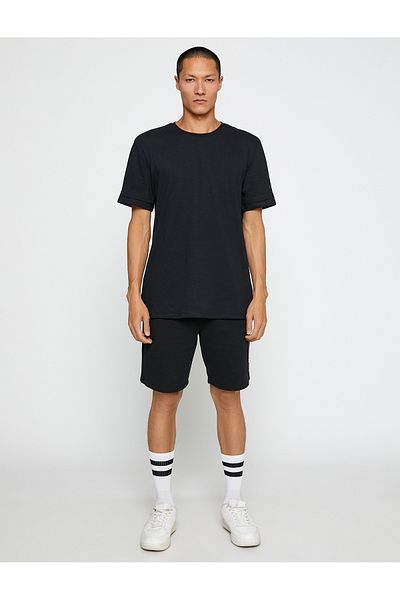 Koton Basic Sports Shorts with Far East Print, Waist Lace, Pocket