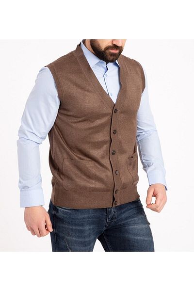 YHE STORE Men's V-Neck Winter Knitwear Dad Vest