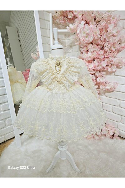 Hly Karol Tasarım Angel Dantelli Uzun Kollu Kız Bebek Elbisesi,Doğum günü,fot...