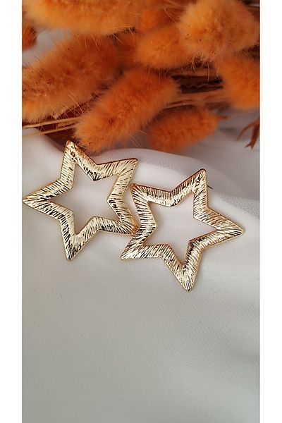 İPAR AKSESUAR Star Large Metal Gold Earring