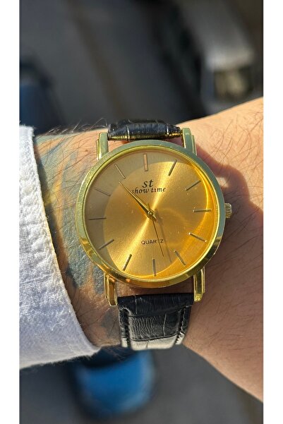 Show Time Leather Men's Wristwatch