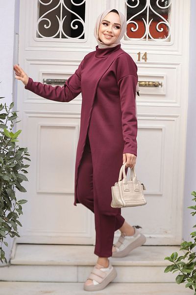 Neva Style طقم حجاب الكرز المزدوج 80012VSN