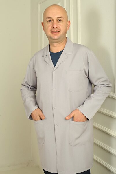 DENİZ İŞ Șorț pentru bărbați din țesătură alpaca cu guler lung - gri