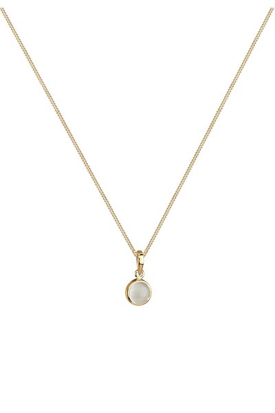 ELLI Halskette Damen Anhänger rund mit Mondstein in 925 Sterling Silber