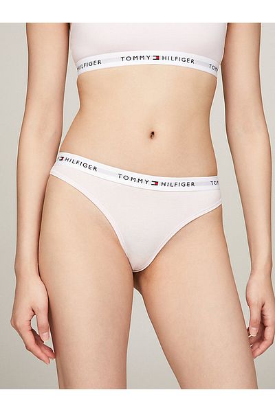 Tommy Hilfiger Růžová dámská tanga z organické bavlny - pro každodenní použití s ​​vysokým střihem a elastickým páskem