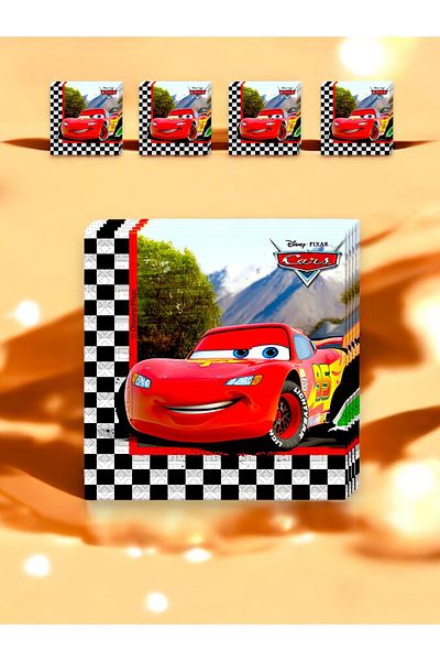 VibeHome 16 Pcs Cars Cars Cartoon Themed Napkin - Birthday & Party Ornament