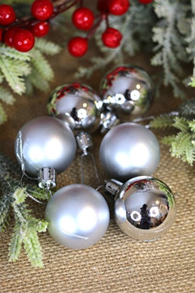 CANSIN زينة شجرة عيد الميلاد 6 قطع كرات فضية 4 سم