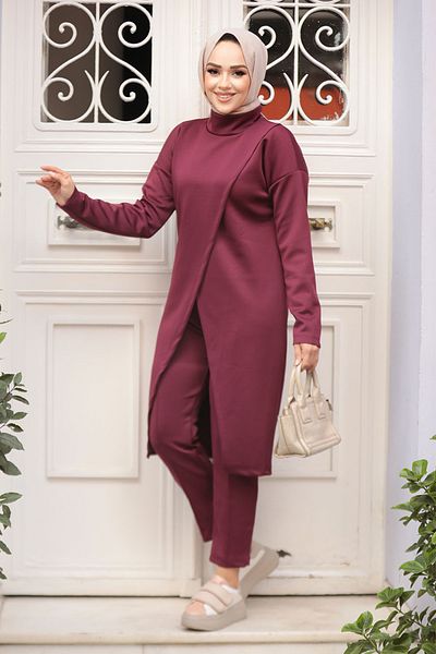 Neva Style طقم حجاب الكرز المزدوج 80012VSN