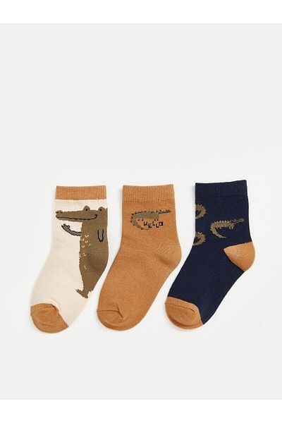 LC Waikiki Κάλτσες Lcwk Printed Baby Boy Socket 3 τεμαχίων